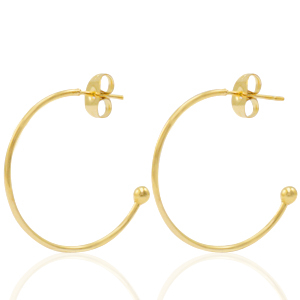 Boucles d'oreilles puces en acier Inox cr&eacute;oles Dor&eacute;