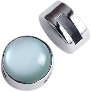Poussoir en metal DQ Cuoio avec serti pour 12mm cabochon Argent&eacute;