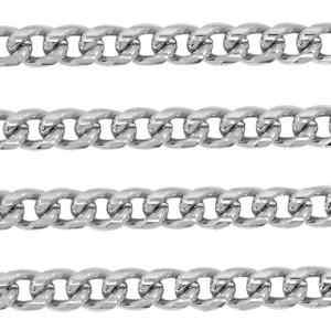 Appr&ecirc;ts en acier Inox cha&icirc;ne maille jaseron gourmette Argent&eacute;