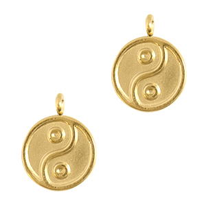 Breloques en acier Inox Yin & Yang Dor&eacute;