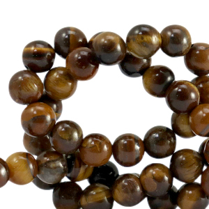 Pierres naturelles Oeil de tigre 8mm 8mm Marron dor&eacute;