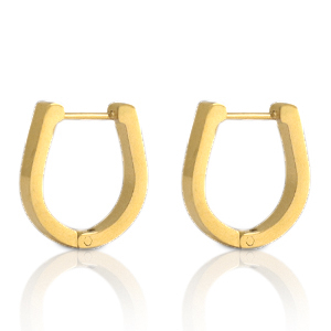 Boucles d'oreilles en acier Inox fer &agrave; cheval Dor&eacute;