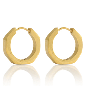 Boucles d'oreilles en acier Inox cr&eacute;oles 16mm Dor&eacute;