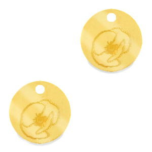 Breloques Plexx 12mm Fleur de naissance Ao&ucirc;t - Coquelicot Dor&eacute;
