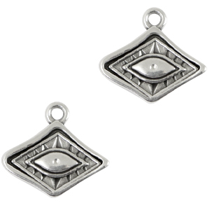 Breloques en m&eacute;tal DQ losange avec &oelig;il Argent&eacute; antique (sans nickel)