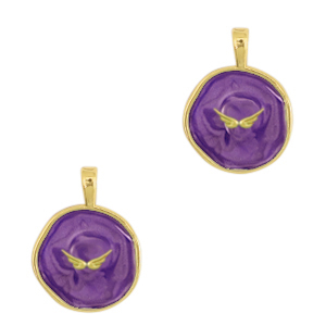 M&eacute;tal TQ laiton breloques ailes Dor&eacute;-violet fonc&eacute;
