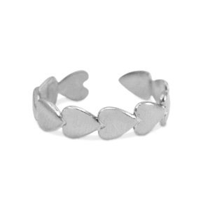 Bagues en acier Inox coeur Argent&eacute;