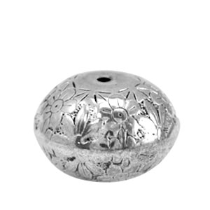 Perles m&eacute;tallique disque fleur Argent&eacute; antique