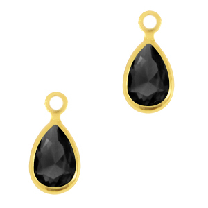 Pendentifs en verre Crystal Glass goutte Noir jais-dor&eacute;