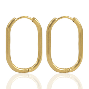 Boucles d'oreilles en acier inox cr&eacute;oles ovale Dor&eacute;
