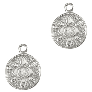 Breloques en m&eacute;tal DQ &oelig;il Argent&eacute; antique (sans nickel)