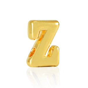 Perles alphabet en m&eacute;tal DQ Z Dor&eacute; (sans nickel)