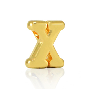 Perles alphabet en m&eacute;tal DQ X Dor&eacute; (sans nickel)