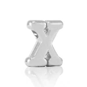 Perles alphabet en m&eacute;tal DQ X Argent&eacute; antique (sans nickel)
