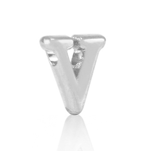 Perles alphabet en m&eacute;tal DQ V Argent&eacute; antique (sans nickel)