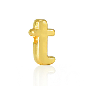 Perles alphabet en m&eacute;tal DQ T Dor&eacute; (sans nickel)