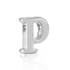 Perles alphabet en m&eacute;tal DQ P Argent&eacute; antique (sans nickel)