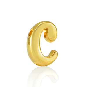 Perles alphabet en m&eacute;tal DQ C Dor&eacute; (sans nickel)