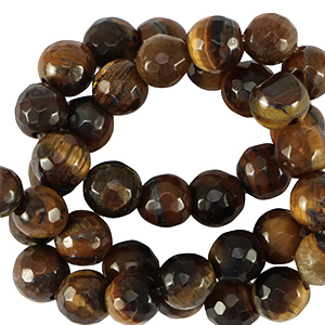 Pierres naturelles &OElig;il de tigre 4mm facett&eacute;es Marron dor&eacute;