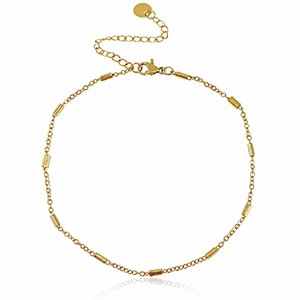Chaines de cheville en acier Inox jaseron maillons Dor&eacute;