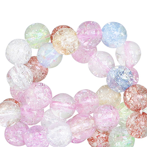Perles en verre 6 mm craquel&eacute; Multicolore