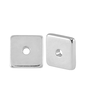 Perlen en m&eacute;tal DQ disque carr&eacute; 7mm Argent&eacute; antique (sans nickel)