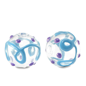 Perles en verre peint &agrave; la main Transparent-bleu violet