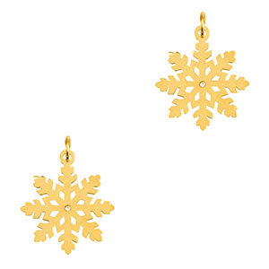 Breloques en acier Inox flocon de neige Dor&eacute;