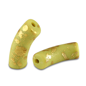 Perles acryliques tube mat Vert lime-dor&eacute;