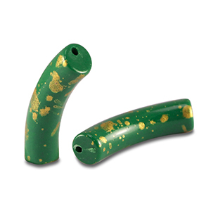 Perles acryliques tube brillante Vert fonc&eacute;-dor&eacute;