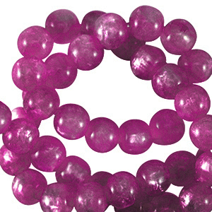 Perles Polaris rond 6mm Mosso Rose anemone