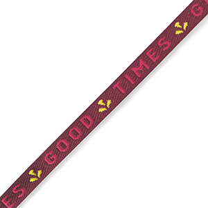 Ruban texte "good times" Violet-rose
