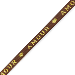 Ruban texte "amour" Marron-dor&eacute;