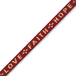 Ruban texte "love faith hope" Rouge-dor&eacute;