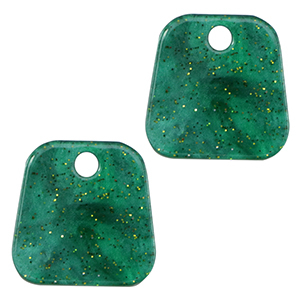 Pendentifs en r&eacute;sine trap&egrave;ze paillet&eacute; Multicolore vert