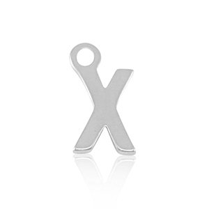 Breloques en acier Inox alphabet lettre X Argent&eacute;
