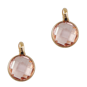 Pendentifs en verre Crystal Glass 7mm Rose clair-dor&eacute;