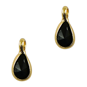 Pendentifs en verre Crystal Glass goutte Noir-dor&eacute;