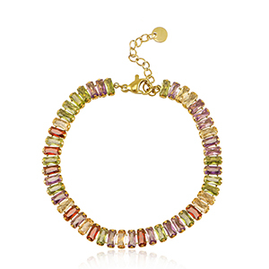 Bracelets en acier Inox Dor&eacute;-multicolore