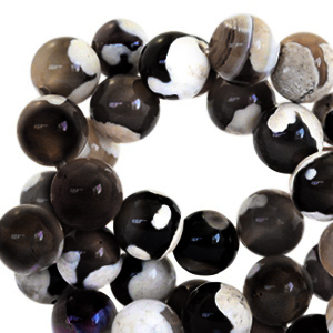Pierres naturelles Calc&eacute;doine (Quartz, Agate) 8mm Beige marron