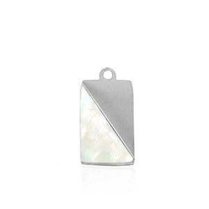 Breloques en acier Inox coquille rectangle Argent&eacute;-blanc (couleur naturelle)