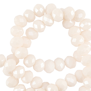Perles &agrave; facettes 4x3mm disque Heishi Blanc vanill&eacute;-pearl shine coating