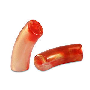 Perles tubes acryliques brillante Orange rouge dor&eacute;