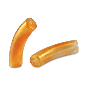 Perles tubes acryliques brillante Orange dor&eacute;