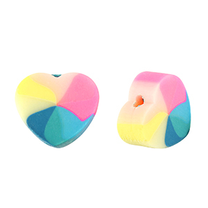 Perles en polym&egrave;re coeur Multicolore