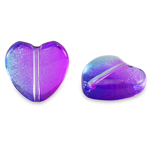Perles en verre coeur Pourpre