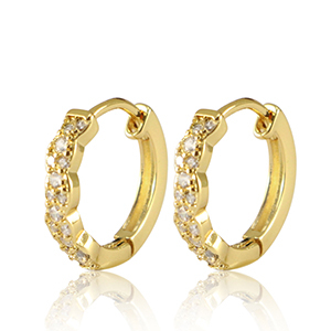 M&eacute;tal TQ laiton boucles d'oreilles zirconium Dor&eacute;
