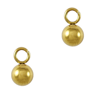 Breloques en acier Inox boule 4mm Dor&eacute;