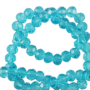 Perles &agrave; facettes 6x4mm disque Heishi Bleu turquoise azure
