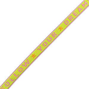 Ruban texte "follow your dreams" Violet paisley-vert lime
